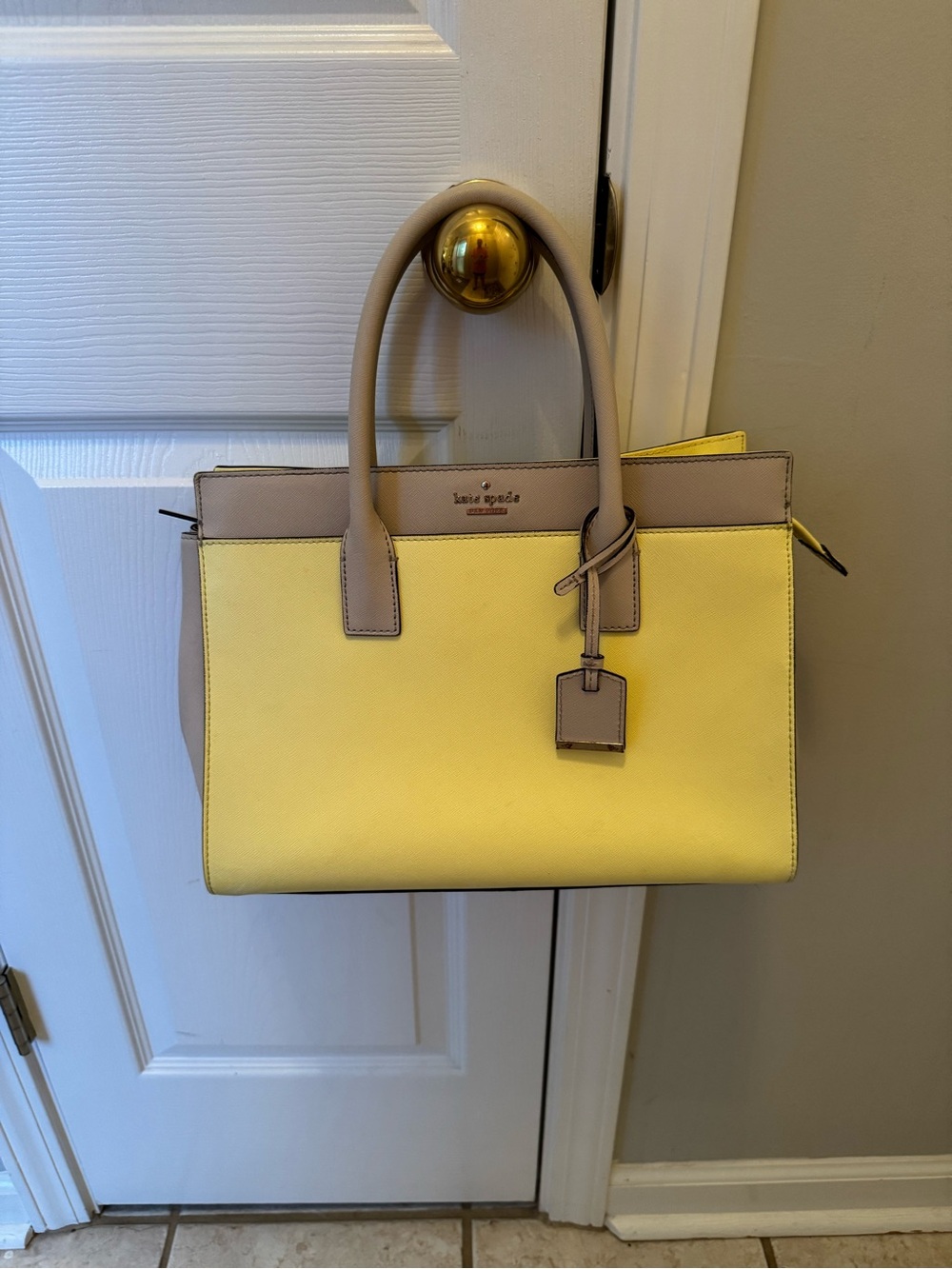 kate spade Yellow and Beige Structured Satchel